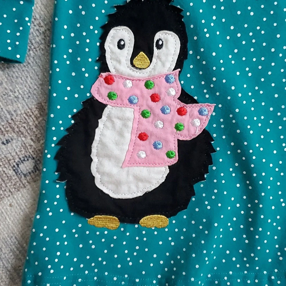 Boutique Girls Penguin Applique Winter Dress Sz3-4y